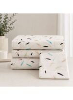 Ever Home Luxury Brushed Microfiber Flat Sheet Set – Off-White Teal Abstract Leaf Petal Print with 2 Pillow Covers, Silky-Soft & Breathable Bedding (King & Super King Variations) (King) - Image 3