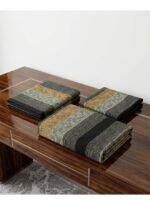 Ever Home Luxury 125 GSM Soft Breathable Flat Bed Sheet Set/Elegant Earthy Striped Pattern in Green, Gold & Black/Includes 2 Matching Pillowcases/King Size 270x240 CM - Image 4