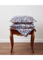 3-Piece King Size Bed Sheet Set - 150 GSM Premium Microfiber Bedding with Vintage Peony Floral Print on Blue, Includes 1 Flat Sheet (270x250 CM) & 2 Matching Pillowcases (50x75 CM) - Image 3