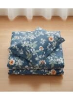 Ever Home Luxury Brushed Microfiber King Flat Sheet Set (270 x 250 CM) – Dusty Blue Floral Meadow Chevron Print with 2 Pillow Covers, Silky-Soft & Breathable Bedding - Image 4