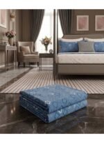 3-Piece King Size Flat Bed Sheet Set - 150 GSM Ultra-Soft Microfiber Bedding with Modern Geometric Diamond Print in Teal Blue, Includes 1 Flat Sheet (270x250 CM) & 2 Pillowcases (50x75 CM) - Image 3