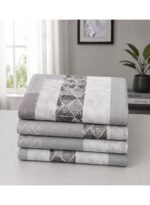 Ever Home Luxury Brushed Microfiber King Flat Sheet Set (270 x 250 CM) – Grey Geometric Aztec Patchwork Print with 2 Pillow Covers, Silky-Soft & Breathable Bedding - Image 2