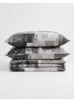 Ever Home Luxury Brushed Microfiber King Flat Sheet Set (270 x 250 CM) – Grey Charcoal Checkered Patchwork Print with 2 Pillow Covers, Silky-Soft & Breathable Bedding - Image 3