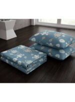 Ever Home Premium 125 GSM Ultra-Soft Flat Bed Sheet Set/Dusty Blue & Cream Botanical Floral Vine Print/Complete 3-Piece Bedding with 2 Pillow shams/King 270x240 CM - Image 3