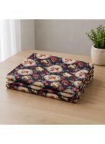 Ever Home 3-Piece Navy Blue Royal Medallion Flat Sheet Package/Ornate Gold & Red Mandala Floral Print / 125 GSM Silk-Touch Breathable Textile/King Size 270x240 CM with 2 Pillow Cases - Image 3