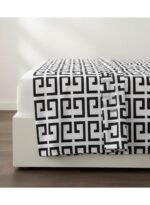 Ever Home Luxury Brushed Microfiber King Flat Sheet Set (270 x 250 CM) – Modern Black & White Geometric Greek Key Print with 2 Pillow Covers, Silky-Soft & Breathable Bedding - Image 5