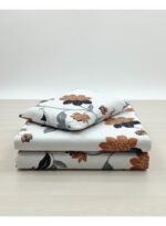 Ever Home Luxury Brushed Microfiber King Flat Sheet Set (270 x 250 CM) – White Rust Orange & Charcoal Floral Botanical Print with 2 Pillow Covers, Silky-Soft & Breathable Bedding - Image 5