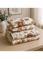 Ever Home Cozy Brushed Microfiber King Flat Sheet Set (270 x 250 CM) – Autumn Mustard & Brown Sunflower Floral Print with 2 Pillow Shams, Silky-Soft & Breathable Bedding - Image 3