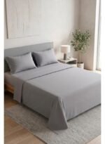 Ever Home 90 GSM Plain Microfiber Bedsheet Set - King Size (250 x 270 CM) with 2 Pillow Covers (50 x 75 CM), Ultra-Soft Hotel Quality Breathable Flat Bed Sheet, Grey