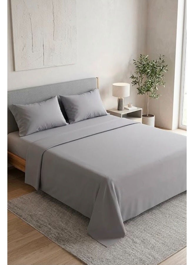 ca6e5235-2852-44e9-884c-e2ab5ac7ae98.jpg Ever Home 90 GSM Plain Microfiber Bedsheet Set - King Size (250 x 270 CM) with 2 Pillow Covers (50 x 75 CM), Ultra-Soft Hotel Quality Breathable Flat Bed Sheet, Grey - Image 1