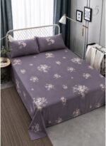 3-Piece King Size Bed Sheet Set - 150 GSM Premium Microfiber Bedding with Elegant Lavender Floral Print, Includes 1 Flat Sheet (270x250 CM) & 2 Matching Pillowcases (50x75 CM) - Image 2