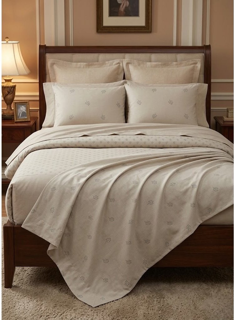 cc6d7796-1b1f-4312-9c8c-e8daa6bbb840.jpeg Ultra-Soft 3-Piece King Size Bed Sheet Set - 150 GSM Breathable Microfiber Bedding with Elegant Leaf Pattern, Includes 1 Flat Sheet and 2 Pillowcases (Beige) - Image 1