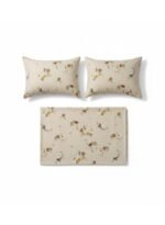 3-Piece King Size Bed Sheet Set - 150 GSM Premium Microfiber Bedding with Vintage Floral Print on Beige, Includes 1 Flat Sheet (270x250 CM) & 2 Matching Pillowcases (50x75 CM) - Image 2