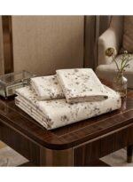 Ever Home 90 GSM Printed Microfiber Flat Bed Sheet Set - King Size (270 x 250 CM) with 1 Flat Sheet and 2 Pillow Covers (50 x 75 CM), Earthy Blossom Floral Pattern, Beige & Brown - Image 2