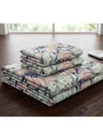 Ever Home Premium 125 GSM Ultra-Soft Flat Bed Sheet Set/Midnight Blue & Blush Floral Foliage Print/Complete 3-Piece Bedding with 2 Pillow shams/King 270x240 CM - Image 3