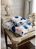 Ever Home Modern Watercolor Floral & Leaf Print Blue & Pink King Flat Bed Sheet Set, Luxury 125 GSM Soft Breathable Fabric, Designer Bedding with 2 Pillowcases, 270x240 CM - Image 3