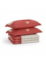 Ever Home Luxury Brushed Microfiber King Flat Sheet Set (270 x 250 CM) – Royal Rust Red & Beige Ethnic Damask Border Print with 2 Pillow Covers, Silky-Soft & Breathable Bedding - Image 5