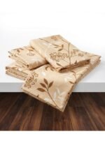Ever Home Luxury Brushed Microfiber King Flat Sheet Set (270 x 250 CM) – Warm Sand & Caramel Wildflower Botanical Print with 2 Pillow Covers, Silky-Soft & Breathable Bedding - Image 3