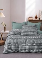 Ever Home 90 GSM Printed Microfiber Bedsheet Set - King Size (270 x 250 CM) with 2 Pillow Covers (50 x 75 CM), Modern Bohemian Geometric Pattern Soft Flat Bed Sheet, Grey