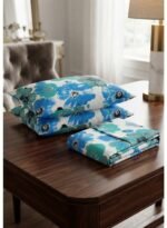 Ever Home Premium 125 GSM Ultra-Soft Flat Bed Sheet Set/Vibrant Turquoise Blue & Royal Blue Floral Botanical Print/Complete 3-Piece Bedding with 2 Pillow shams/King 270x240 CM - Image 4