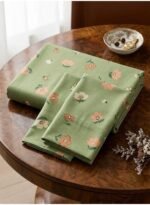 3-Piece Premium Quality 150 GSM Microfiber King Size Flat Bed Sheet Set - Soothing Sage Green with Peach Floral Print, Includes 1 Flat Sheet (270x250 CM) & 2 Pillowcases (50x75 CM) - Image 5