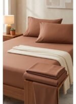 Ever Home 90 GSM Plain Microfiber Bedsheet Set - King Size (250 x 270 CM) with 2 Pillow Covers (50 x 75 CM), Ultra-Soft Hotel Quality Breathable Flat Bed Sheet, Rust Brown - Image 2