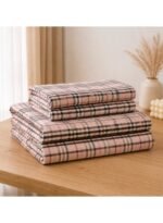 Ever Home Luxury Brushed Microfiber King Flat Sheet Set (270 x 250 CM) – Classic Pink & Black Tartan Plaid Checkered Print with 2 Pillow Covers, Silky-Soft & Breathable Bedding - Image 3