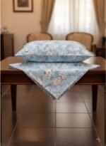 3-Piece King Size Bed Sheet Set - 150 GSM Premium Microfiber Bedding with Elegant White Floral Print on Sky Blue, Includes 1 Flat Sheet (270x250 CM) & 2 Matching Pillowcases (50x75 CM) - Image 4