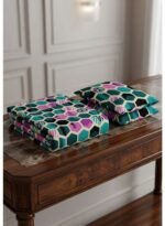 Ever Home Luxury 125 GSM Soft Breathable Flat Bed Sheet Set/Modern Geometric Honeycomb Pattern in Teal, Purple & Black/Includes 2 Matching Pillowcases/King Size 270x240 CM - Image 3