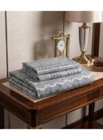 Ever Home 90 GSM Printed Microfiber Bedsheet Set - King Size (270 x 250 CM) with 2 Pillow Covers (50 x 75 CM), Modern Bohemian Geometric Pattern Soft Flat Bed Sheet, Grey - Image 3