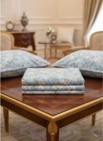 3-Piece King Size Bed Sheet Set - 150 GSM Premium Microfiber Bedding with Elegant White Floral Print on Sky Blue, Includes 1 Flat Sheet (270x250 CM) & 2 Matching Pillowcases (50x75 CM) - Image 3