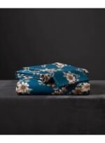 3-Piece King Size Flat Bed Sheet Set - 150 GSM Soft Microfiber Bedding with Elegant Vintage Floral Print on Deep Blue, Includes 1 Flat Sheet (270x250 CM) & 2 Pillowcases (50x75 CM) - Image 2
